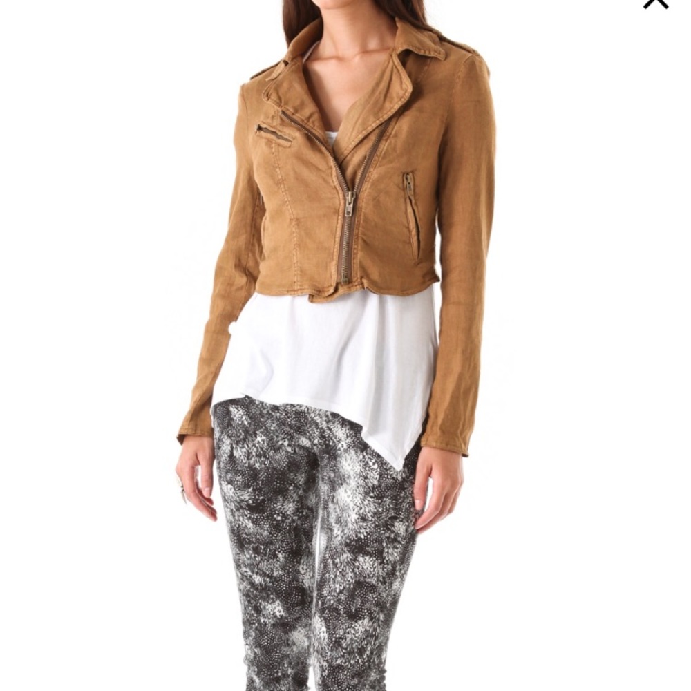 Free people linen moto jacket